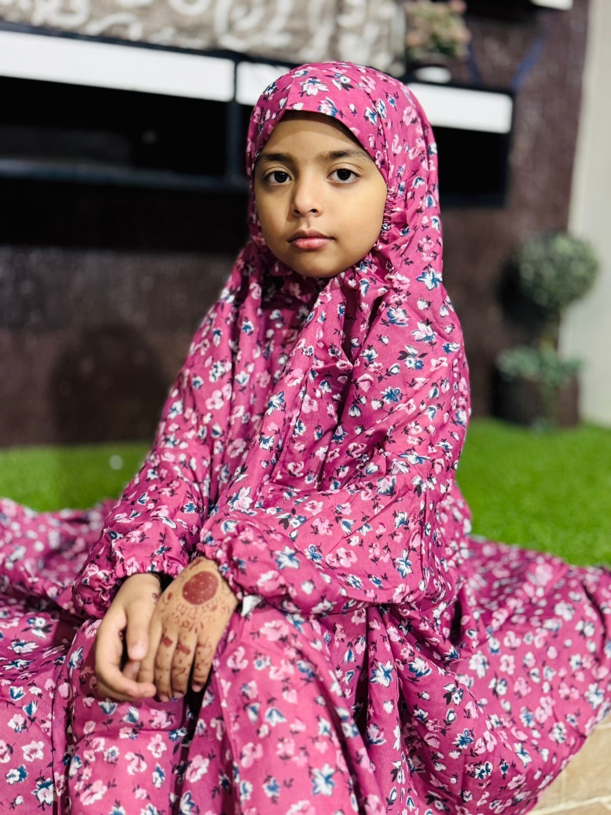 KIDS NAMAZ CHADDAR WITH FULL SLEEVES - NOOR IN FRENCH ROSE 5 to 7 Years