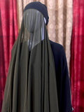 Georgette Hijab with attached Tube Cap - Olive Green