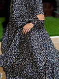 NAMAZ CHADDAR WITH SLEEVES - Black Flora LARGE