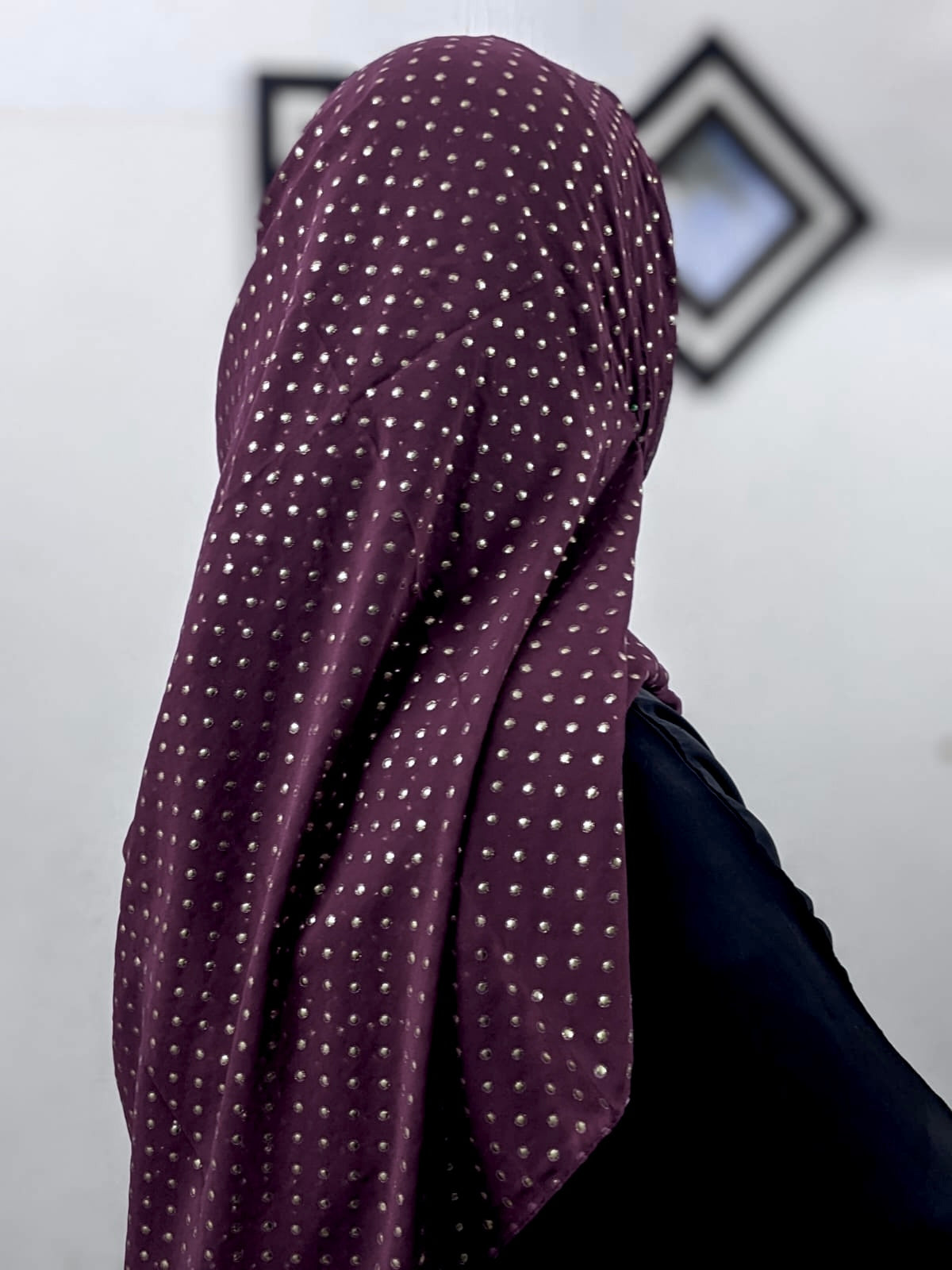 GOLD DOTTED FOIL PRINT GEORGETTE - DARK SIENNA