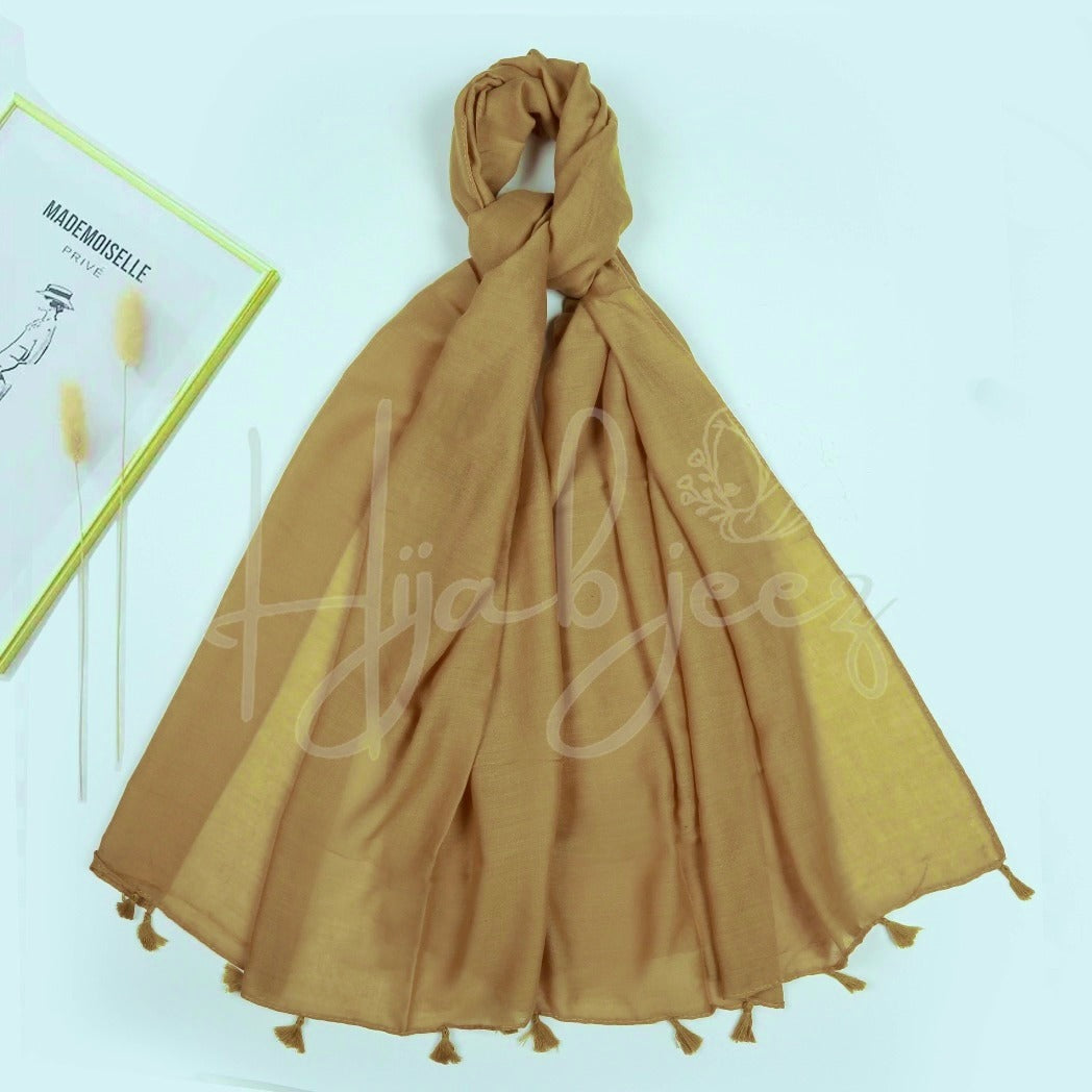 PLAIN LAWN TASSELS - CAMEL GOLD