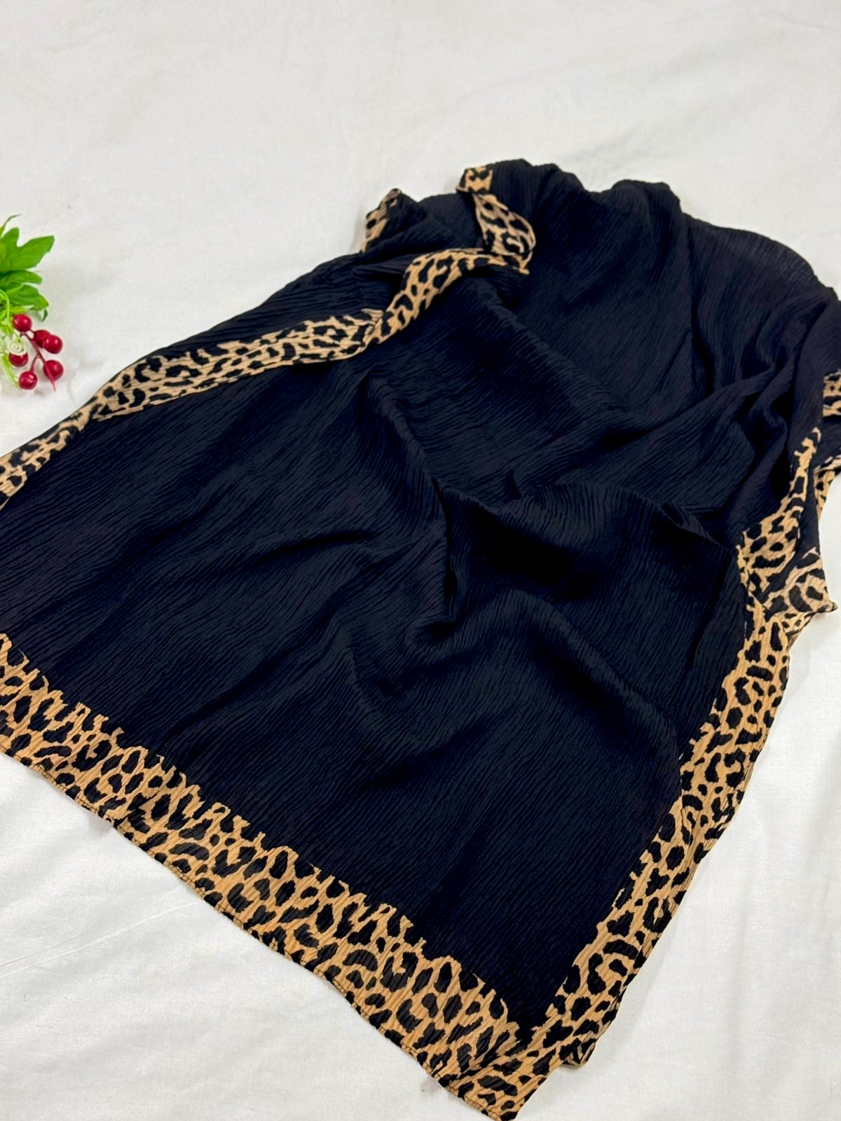 Elite Lawn Viscos Printed - Cheetah Bordered Black