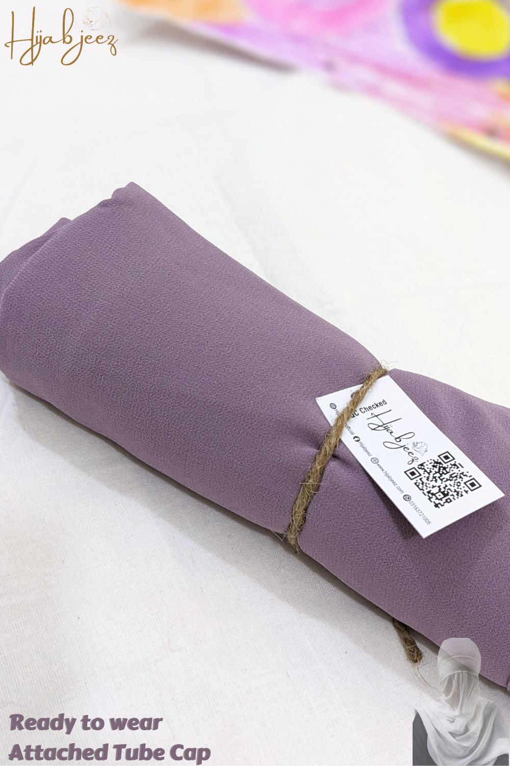 Georgette Hijab with attached Tube Cap - Greyish Purple