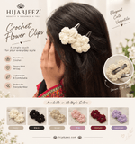 CROCHET FLOWER HAIR CLIPS - PAIR OF 2 HAND MADE