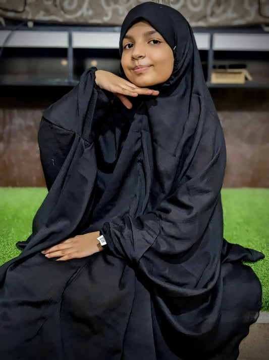 KIDS NAMAZ CHADDAR WITH FULL SLEEVES - BLACK 8 to 11 Years