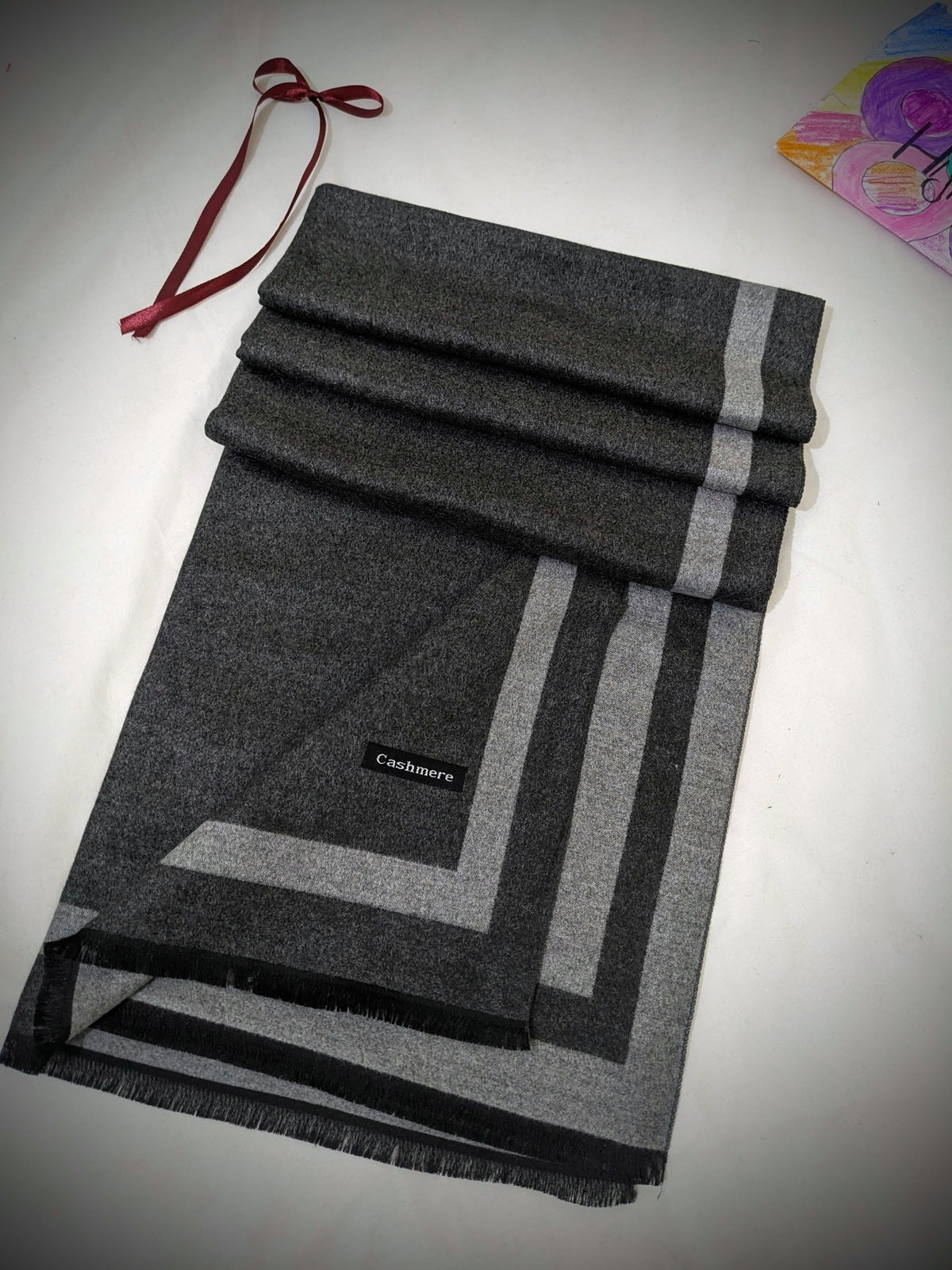 PURE WOOL PASHMINA DUAL SIDE - DK GREY X GREY BD