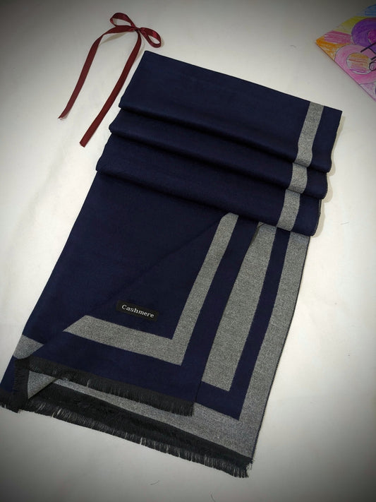 PURE WOOL PASHMINA DUAL SIDE - BLUES X GREY BD