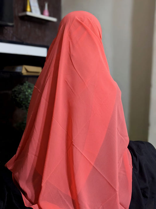 PLAIN GEORGETTE HIJAB - DEEP PEACH PINK