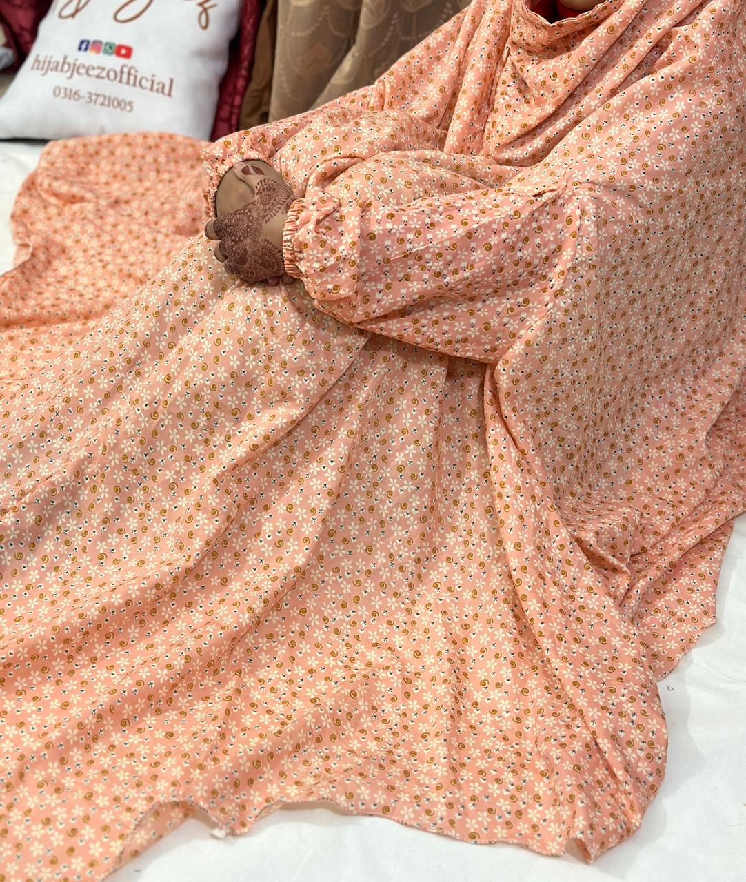 NAMAZ CHADDAR WITH FULL SLEEVES - HIBISCUS PEACH PINK LARGE