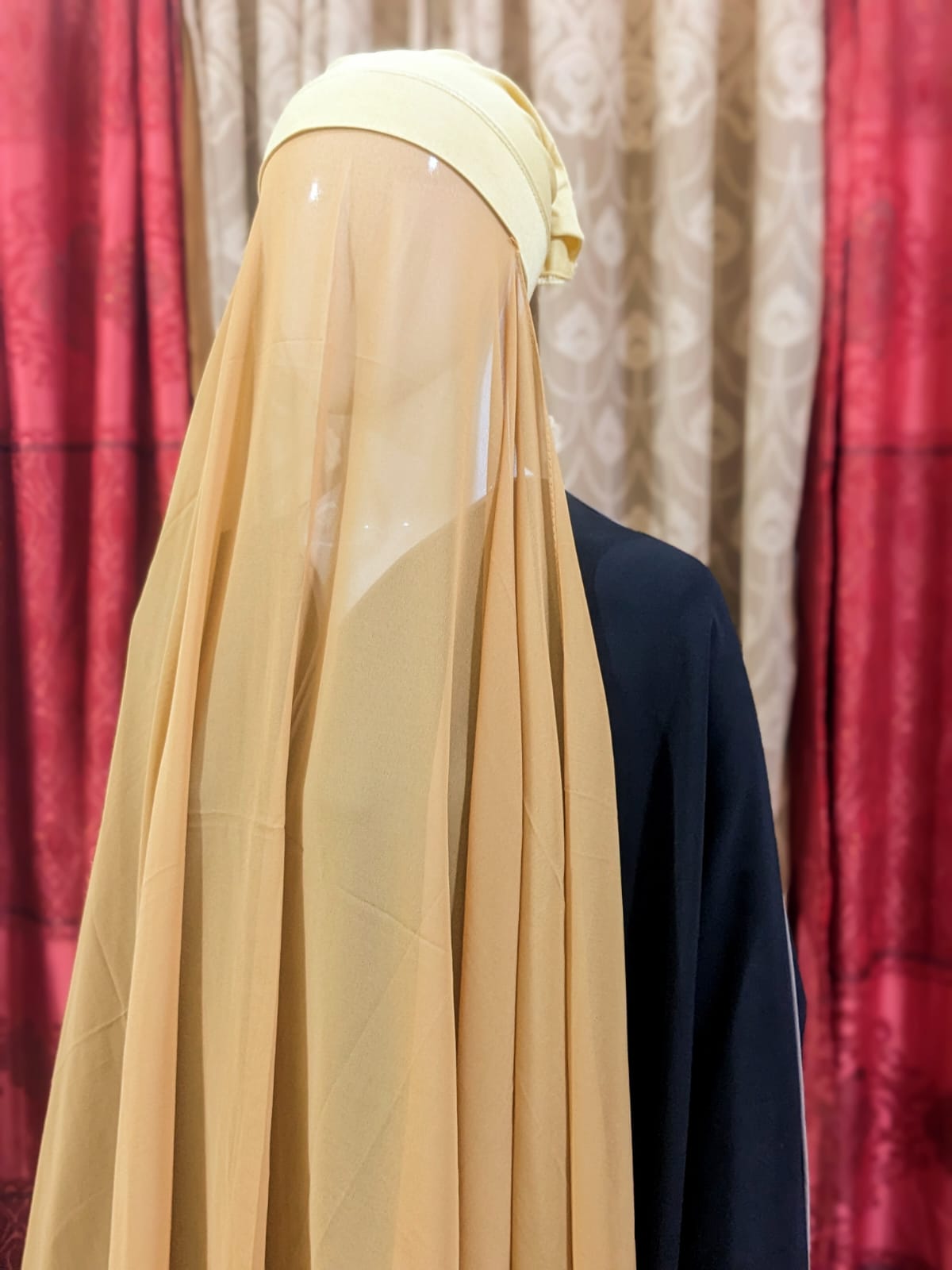 Georgette Hijab with attached Tube Cap - French Beige