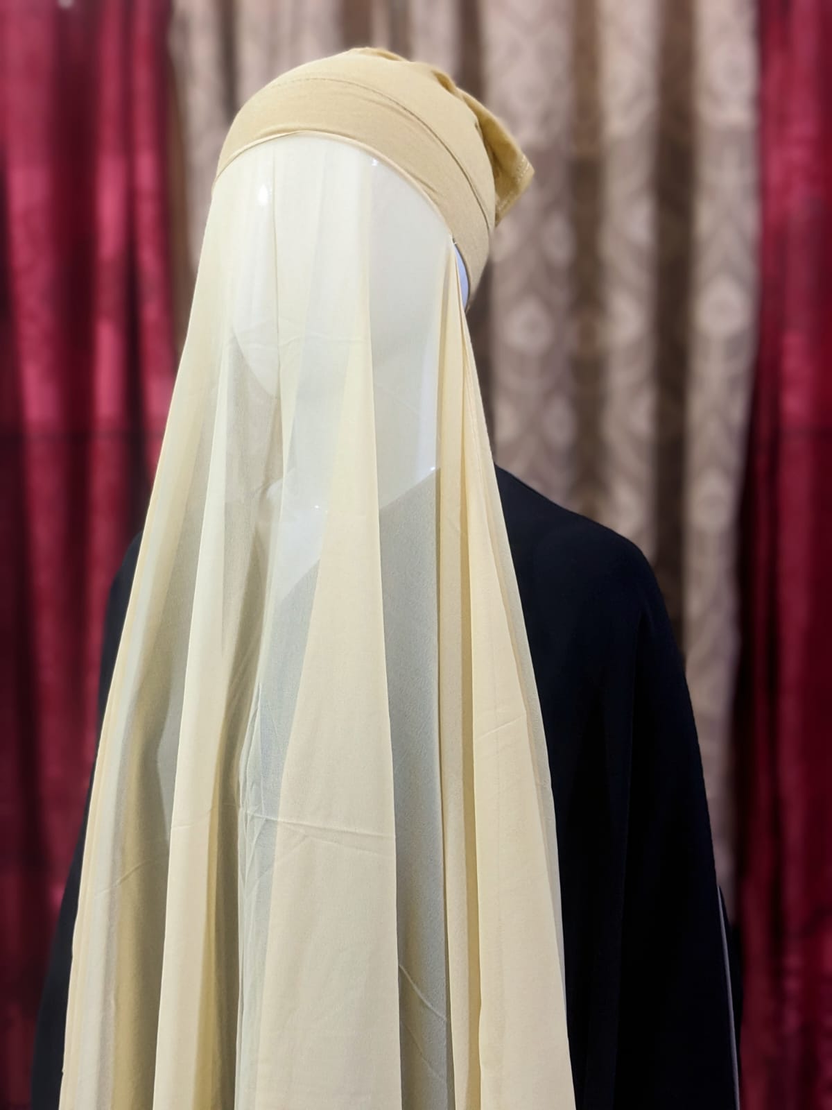 Georgette Hijab with attached Tube Cap - Beige