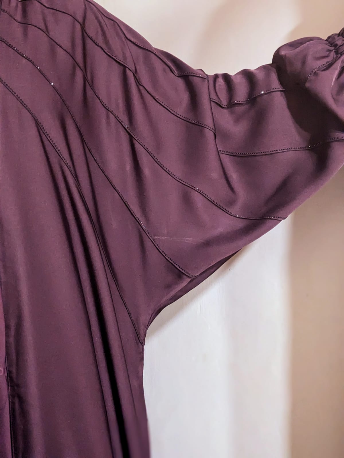 Nida Abaya Front Open Style with Embellishment - Plum