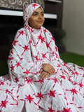 IMPORTED LINEN NAMAZ CHADDAR WITH FULL SLEEVES - WHITE N GLOW