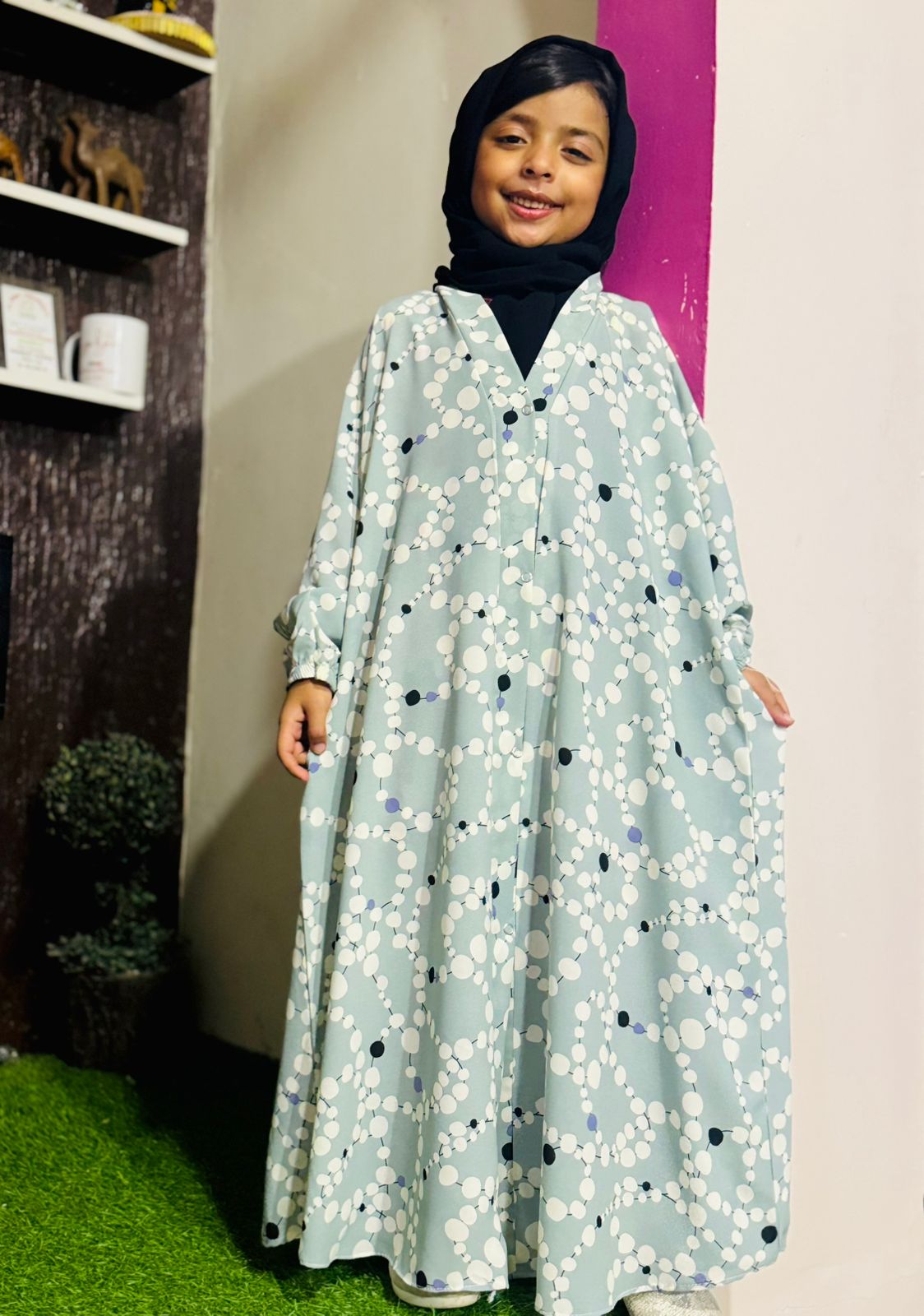 Kids Abaya Front Open Style - Minsa Light