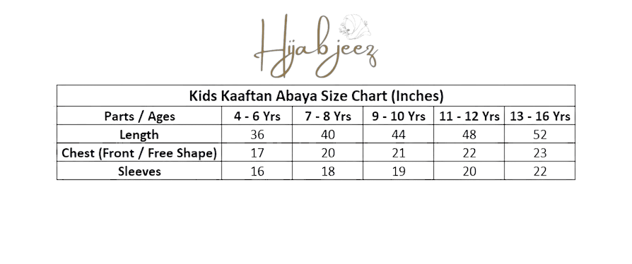 Kids Kaaftan Abaya Front Open Style - Greyish Green