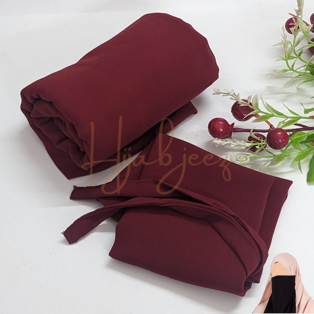 GEORGETTE NIQAB WITH HIJAB KIT - MAROON