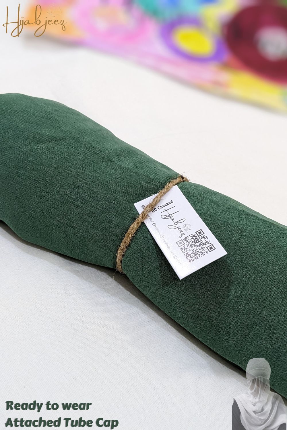 Georgette Hijab with attached Tube Cap - Soft Green