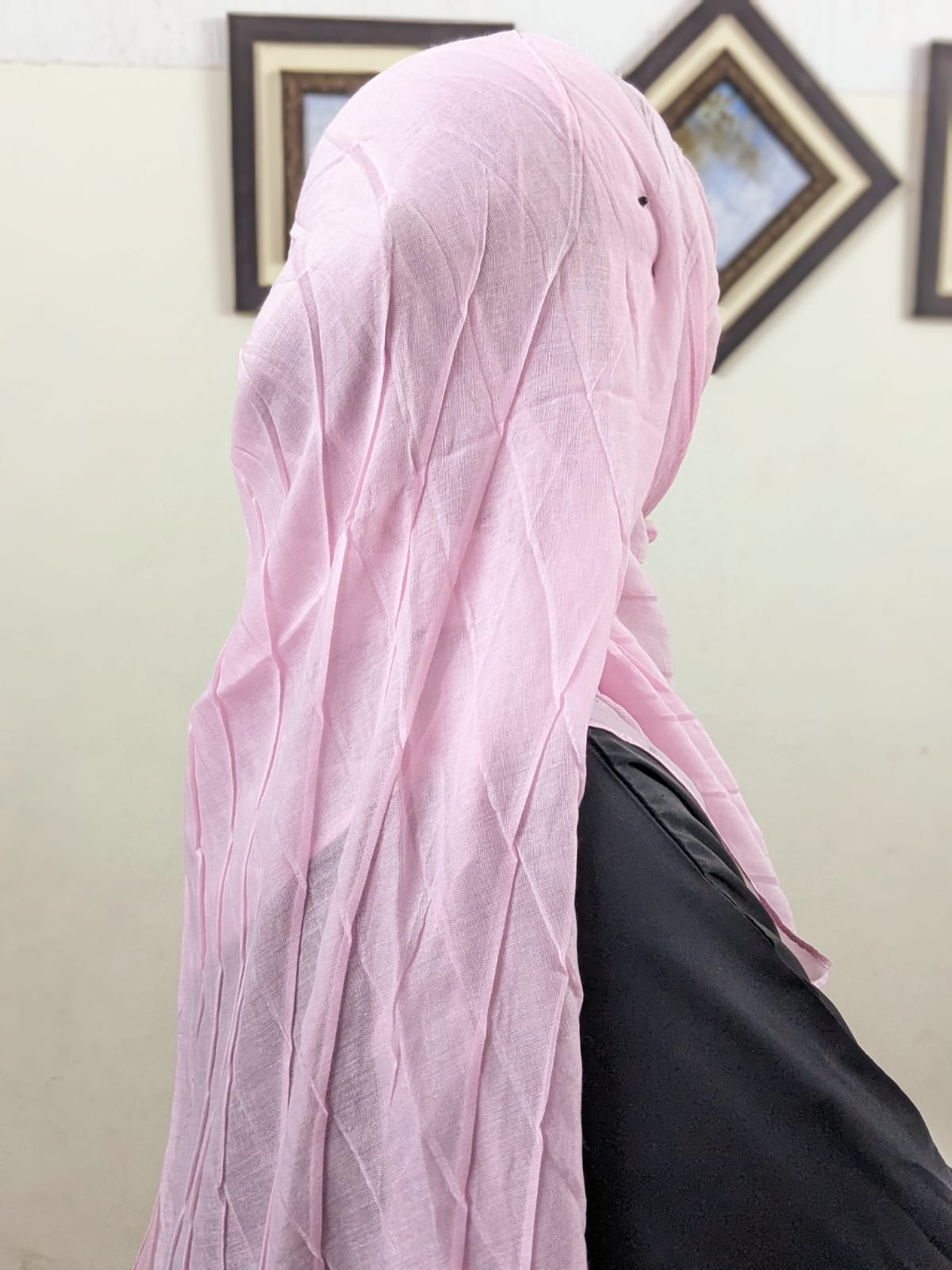 Crushed Pure Lawn Hijab - Baby Pink