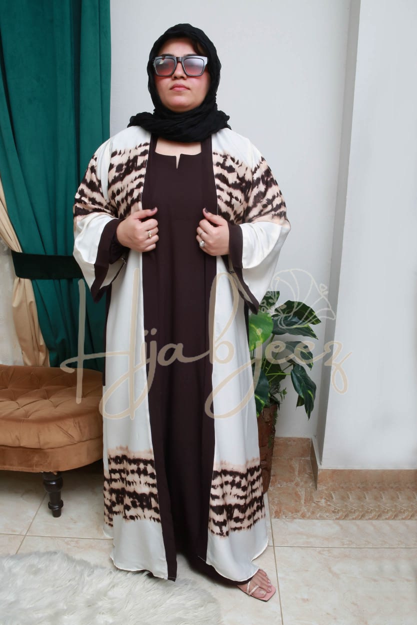 Coat with Inner chocolate Abaya - Munjun Fabric