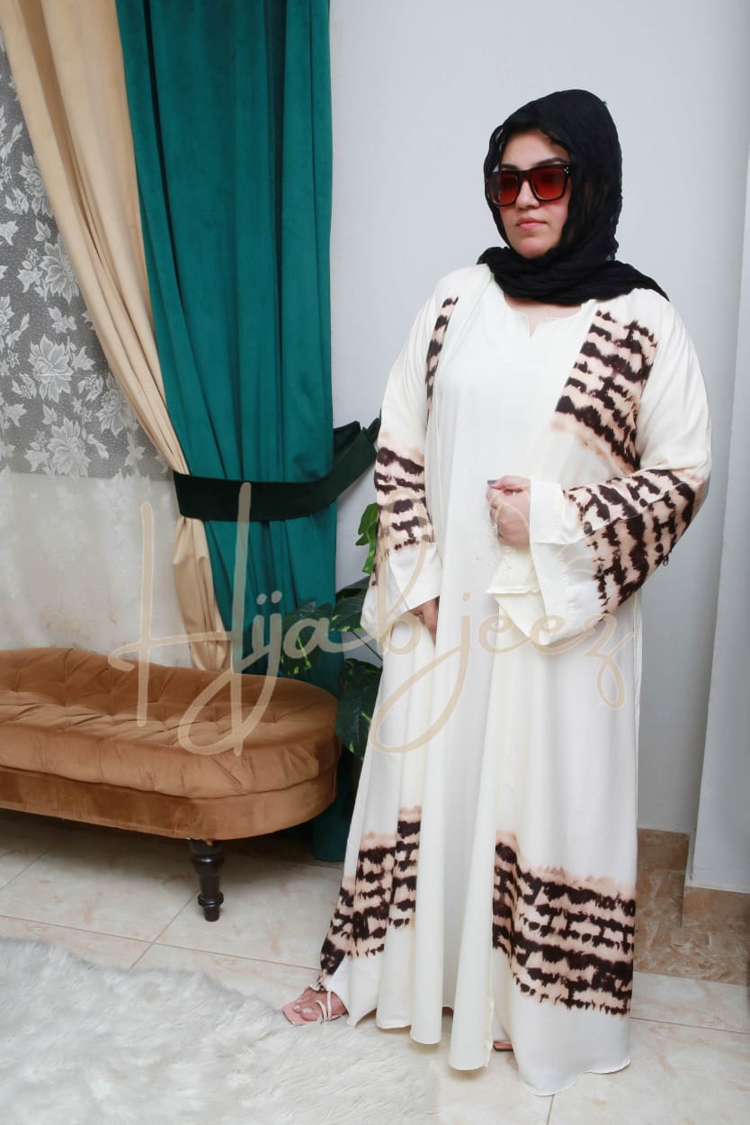 Coat with Inner cream Abaya - Munjun Fabric