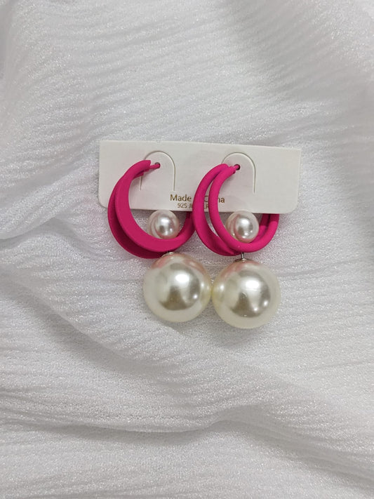 EarTops Moon & Pearl - Shocking Pink