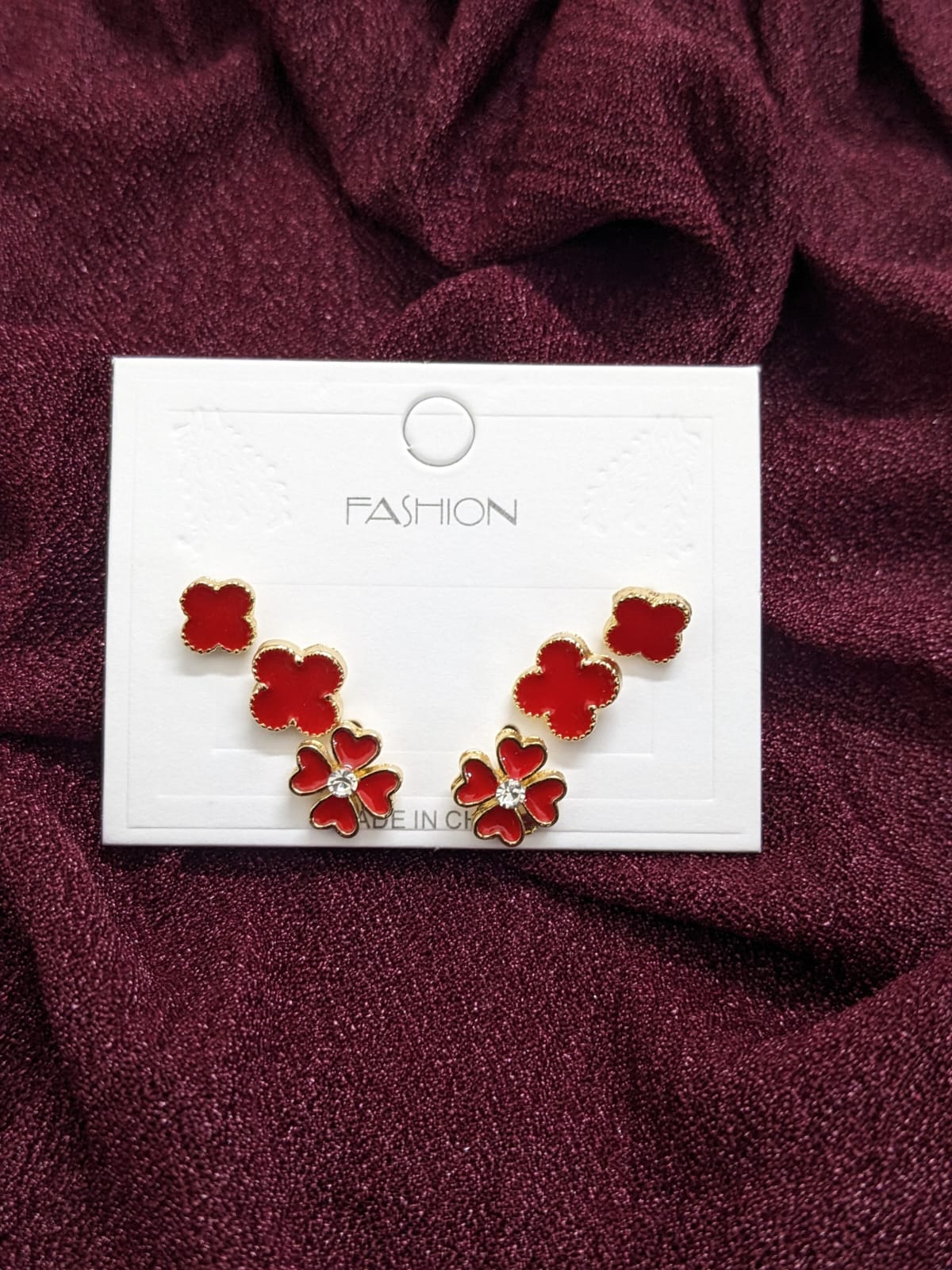 EarTops Pack of 3 - Fashionist Red