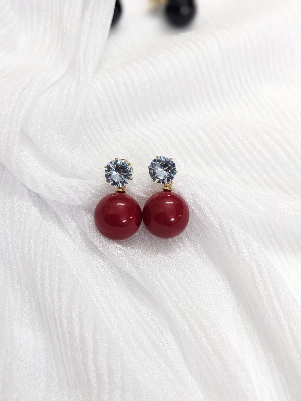 EarRing Cubic Zircon - Velvet Maroon