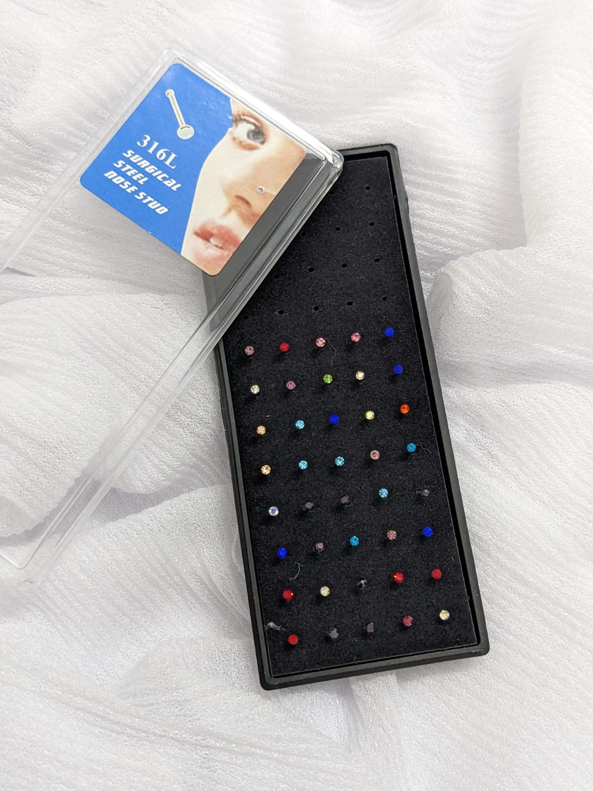 40pcs Nose Studs Multi Colors Stones