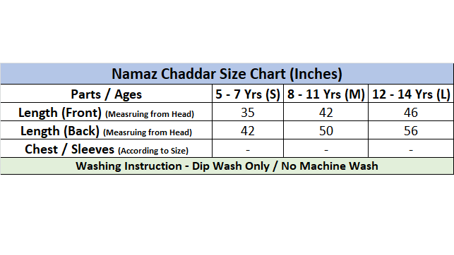 KIDS NAMAZ CHADDAR WITH FULL SLEEVES - STEM GRAPES 5 to 7 Years