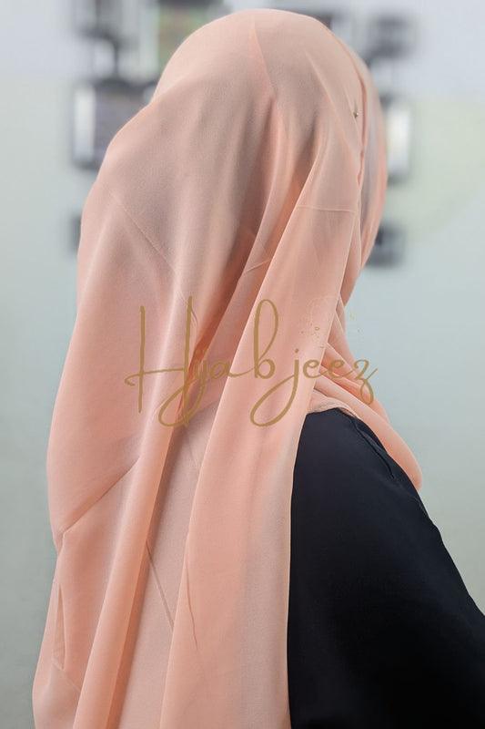 PLAIN GEORGETTE HIJAB - PEACH PINK