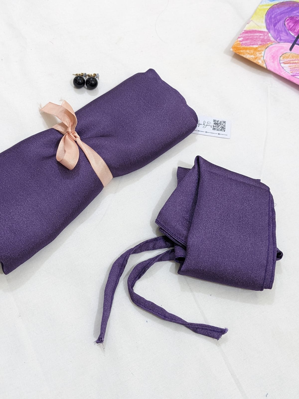 CRINKLE SILK NIQAB WITH SCARF KIT - PURPLE