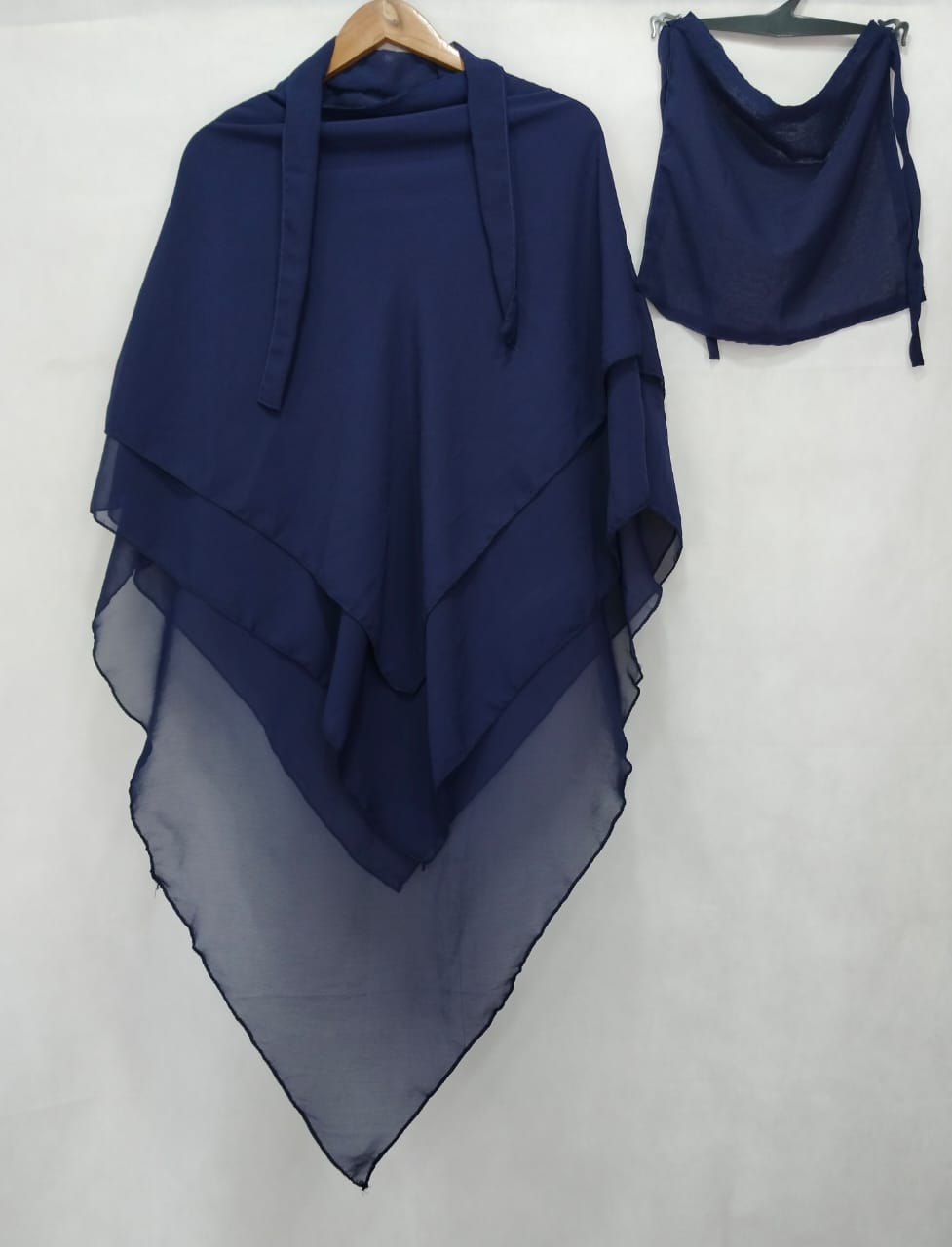 KHIMAR HIJAB WITH NIQAB- NAVY 3 Layers