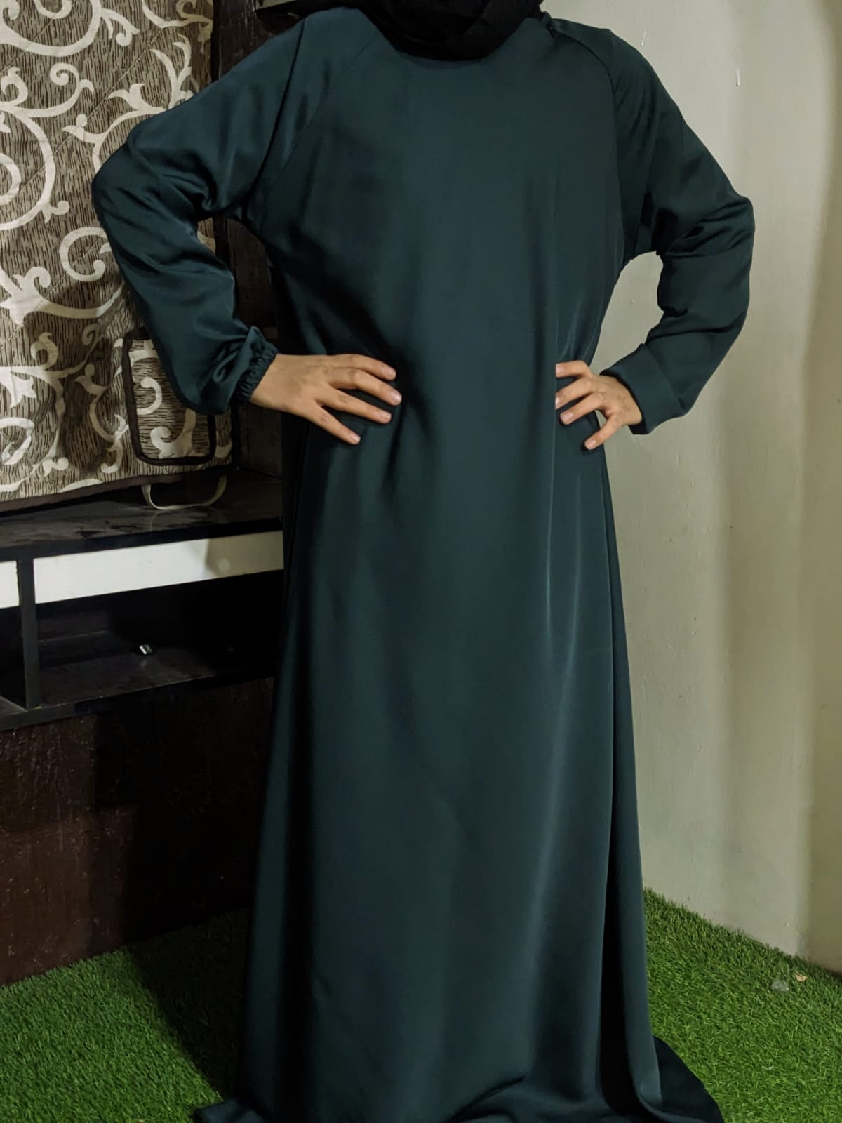 Nida Abaya Shoulder Zip - Green