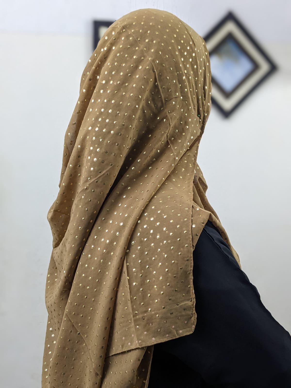 GOLD DOTTED FOIL PRINT GEORGETTE - FRENCH BEIGE