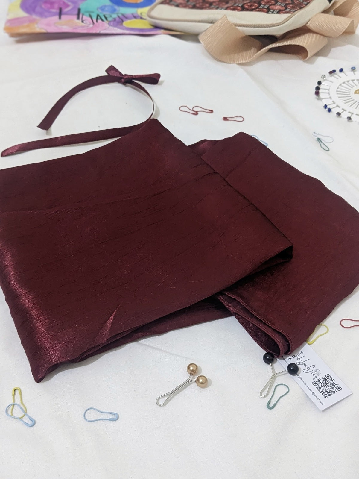 WRINKLE VELVET SILK - MAROON