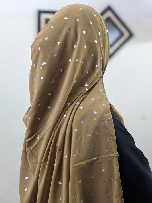 SILVER FOIL PRINT GEORGETTE - DESERT BROWN