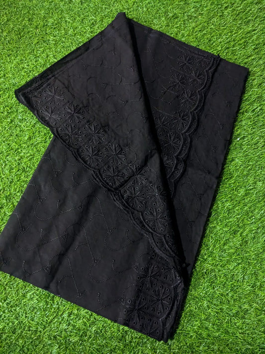 Premium Qualtiy Lawn Chaddar with Embroidery - Black DS7