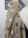 Diamond Embroidery Lawn Scarf - Khaki