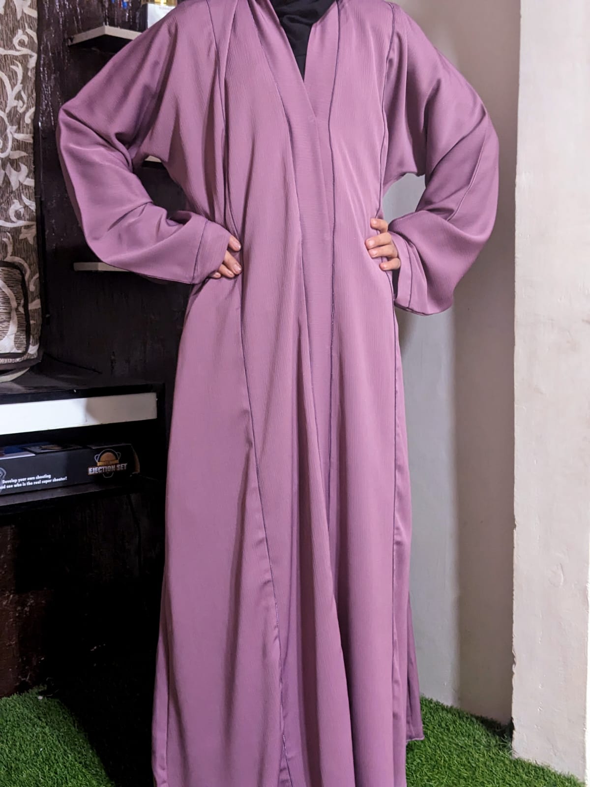 Korean Zum Abaya Front Open Style - Spun Pearl