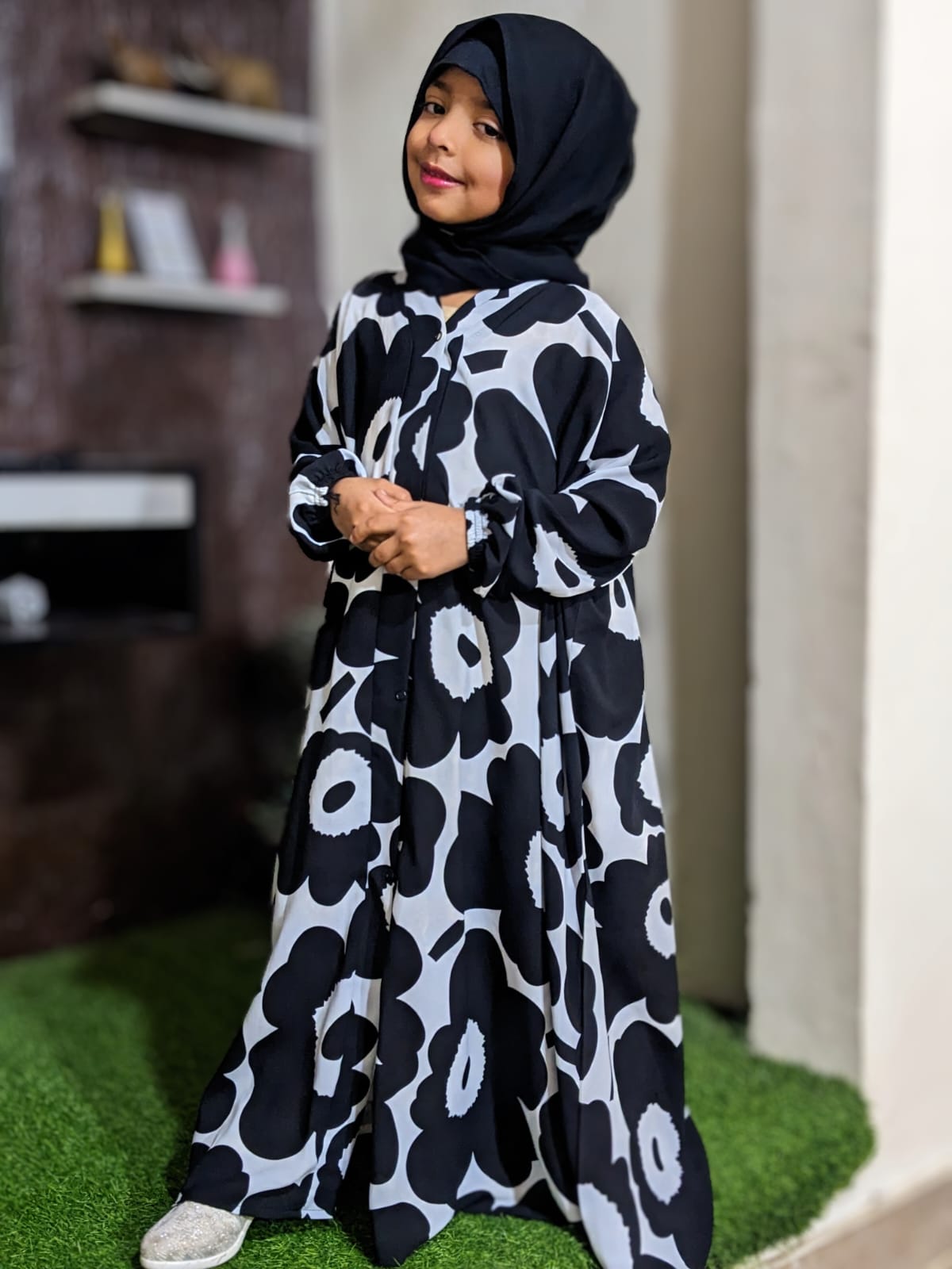 Kids Abaya Front Open Style - FLORAL