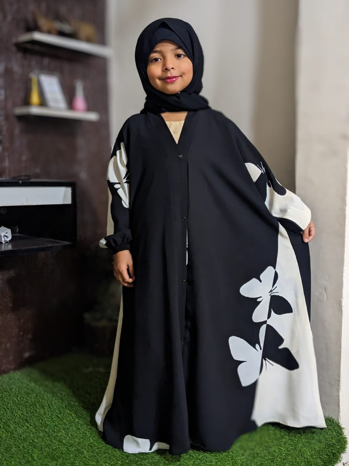 Kids Abaya Front Open Style - BIGGER BUTTERFLY