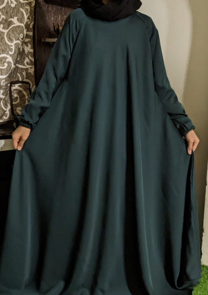 Nida Abaya Shoulder Zip - Green