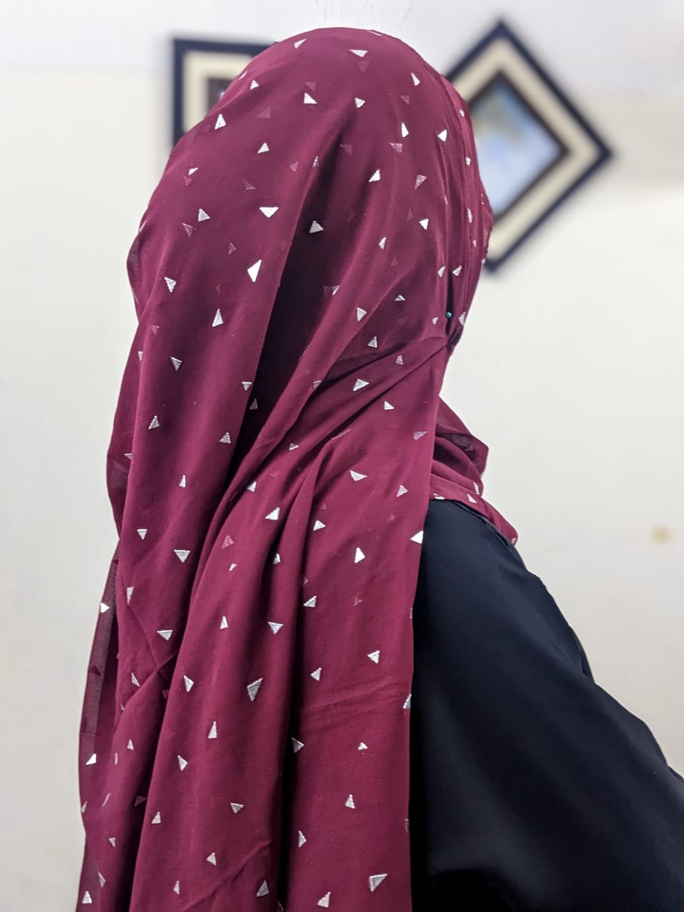 SILVER FOIL PRINT GEORGETTE - SOFT MAROON